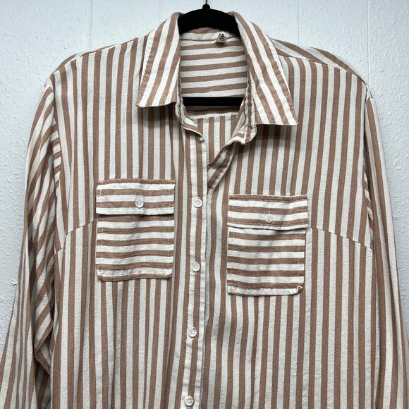 MSJ Striped Shirt Womens 2XL Cotton Business Capsule Workwear Minimalist Relaxed - Picture 3 of 13
